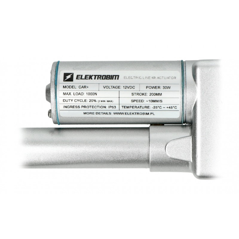 Elektrozylinder CAR + 1000N 10mm/s 12V - Hub 20cm