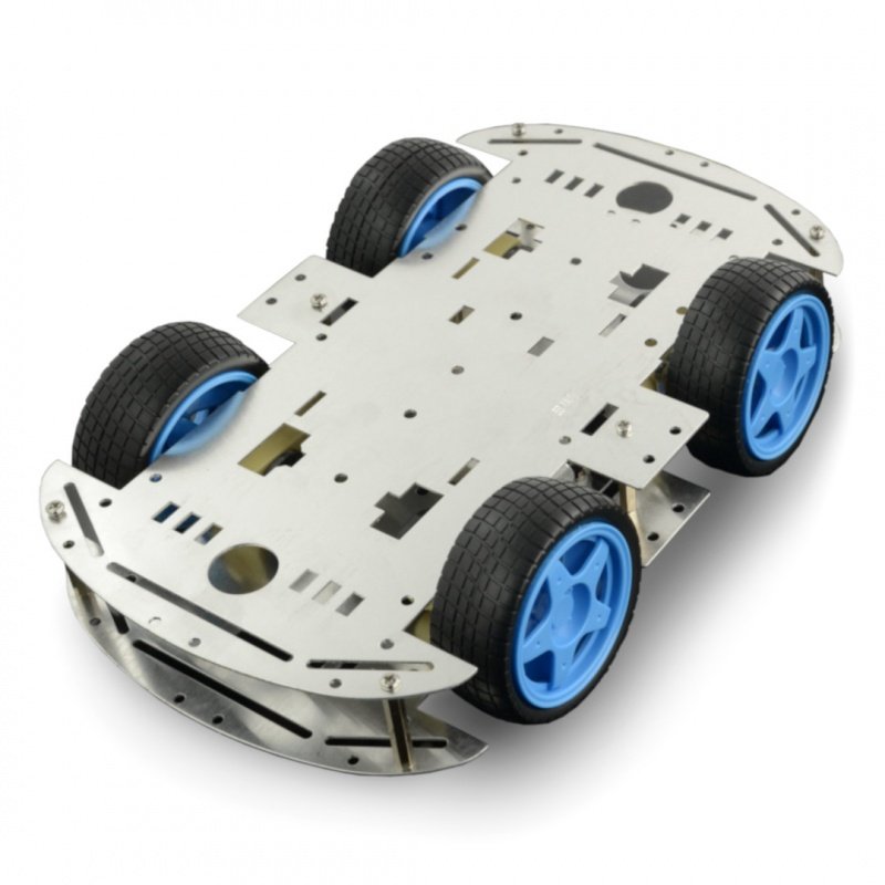 Allrad-Roboter-Chassis aus Metall mit vier Rädern und Motoren -