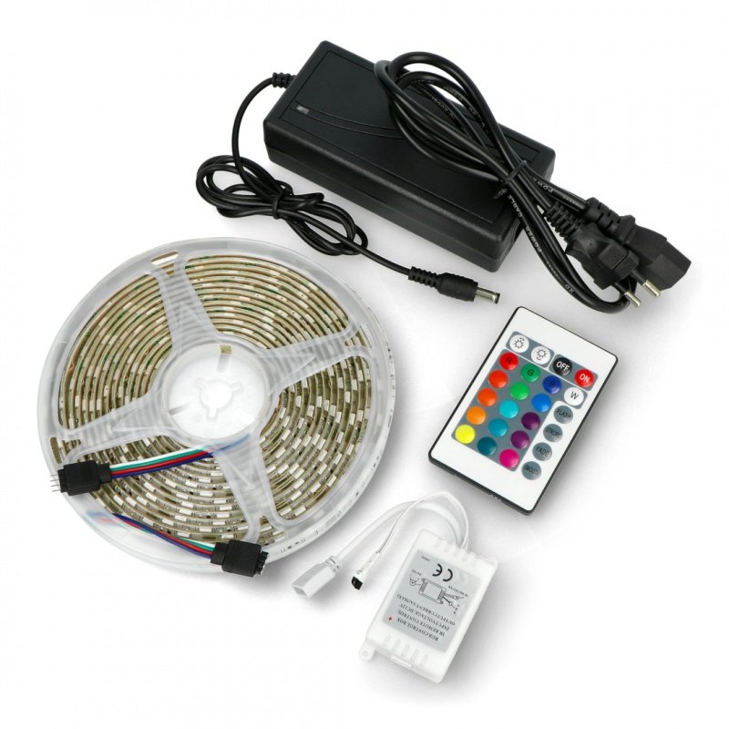 Set: LED-Streifen SMD5050 IP20 14,4 W, 60 LEDs / m, RGB - 5 m +
