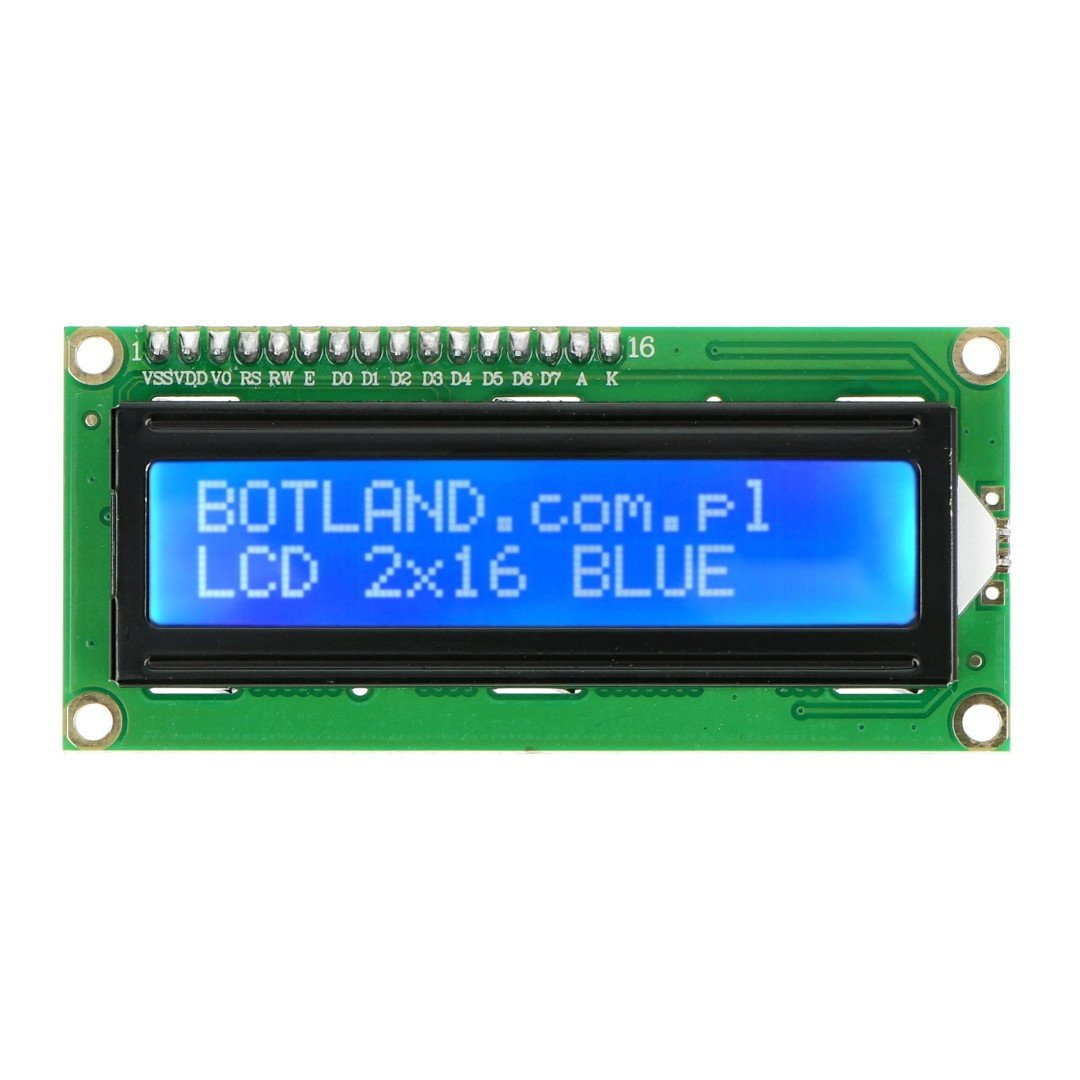 LCD-Display 2x16 Zeichen blau mit Anschlüssen - justPi