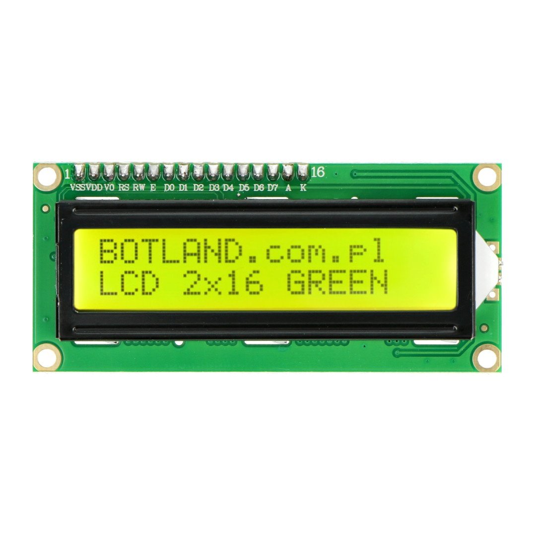 LCD Display 2x16 Zeichen grün mit Anschlüssen - justPi