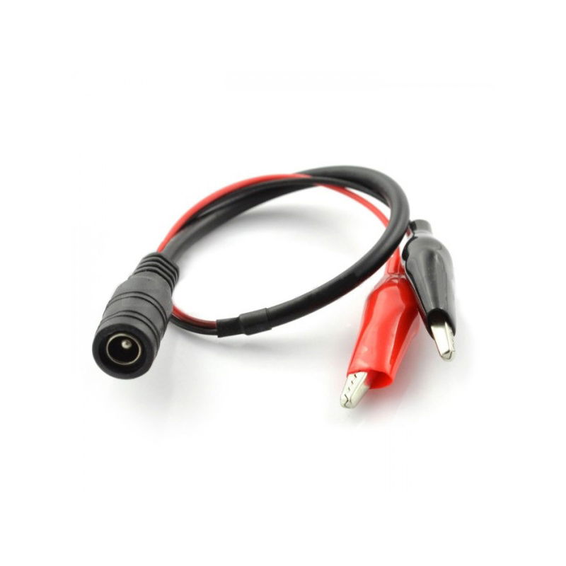DC 2,1 / 5,5 mm Buchse mit Krokodilklemmen - 44 mm