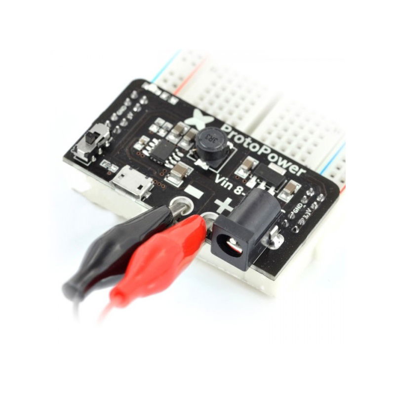 DC 2,1 / 5,5 mm Buchse mit Krokodilklemmen - 44 mm