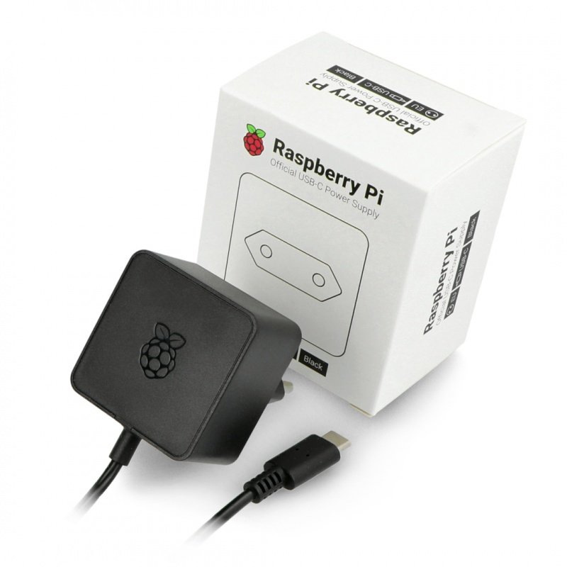 USB C 5.1V / 3A Netzteil für Raspberry Pi 4, original - schwarz