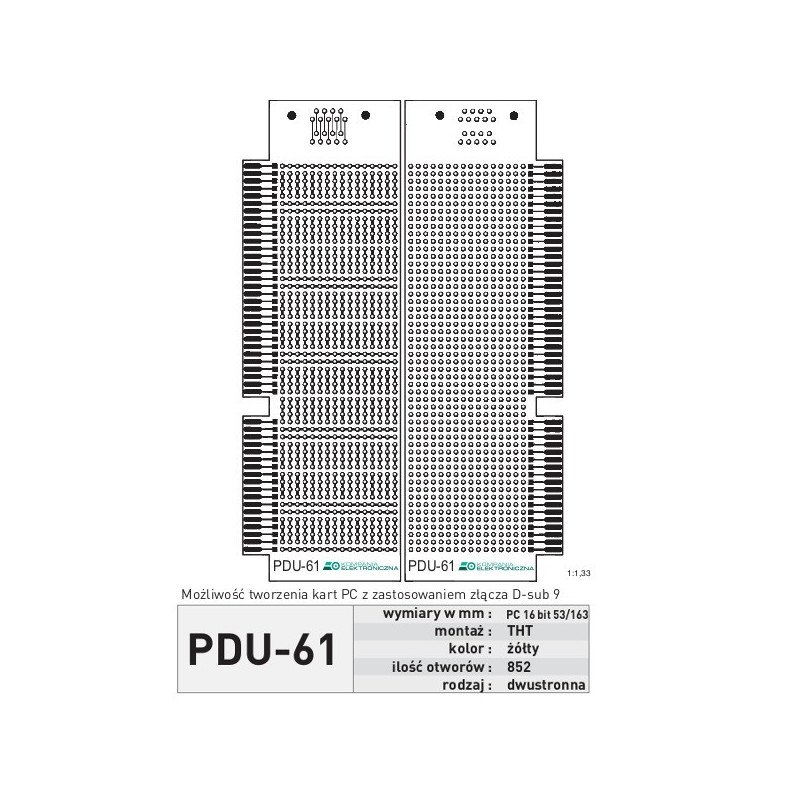 Universalplatine PDU61 - THT PC, D-SUB, doppelseitig