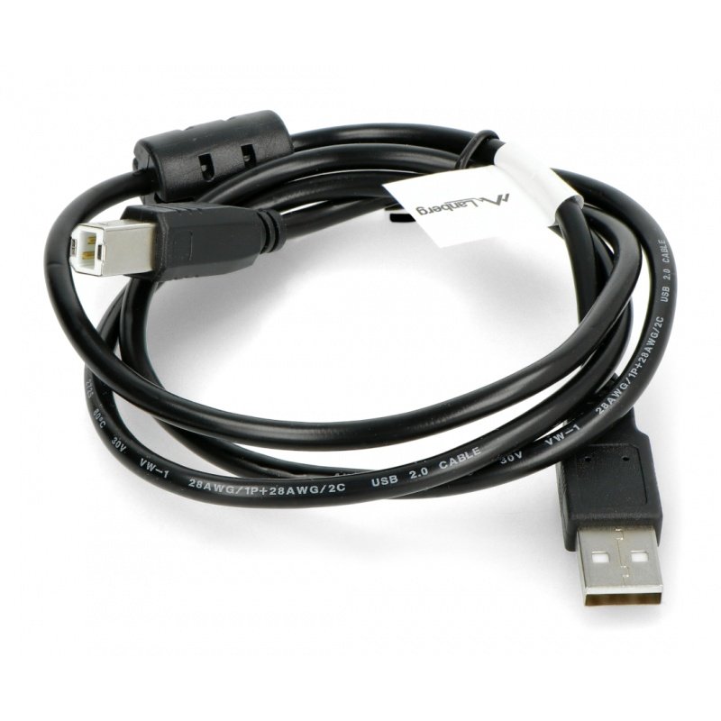USB A - B 2.0 Lanberg Kabel - mit Ferritfilter - schwarz 1m