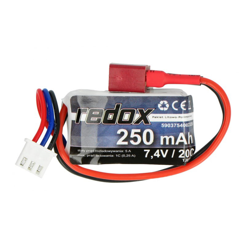 Li-Pol Redox 250mAh 20C 2S 7,4V Paket