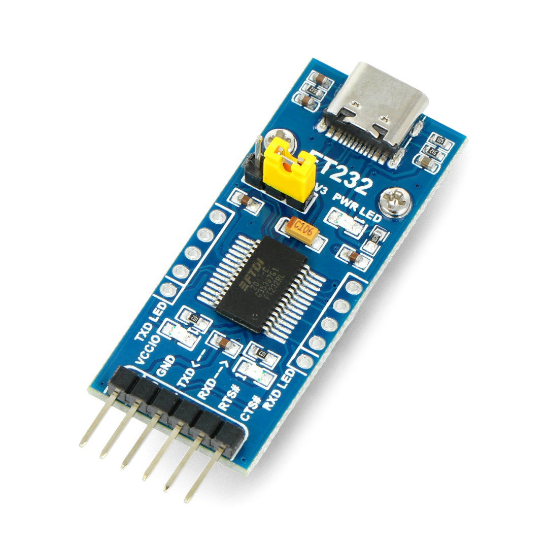 USB-UART TTL FT232 Konverter - USB Typ C Buchse - Waveshare 20646