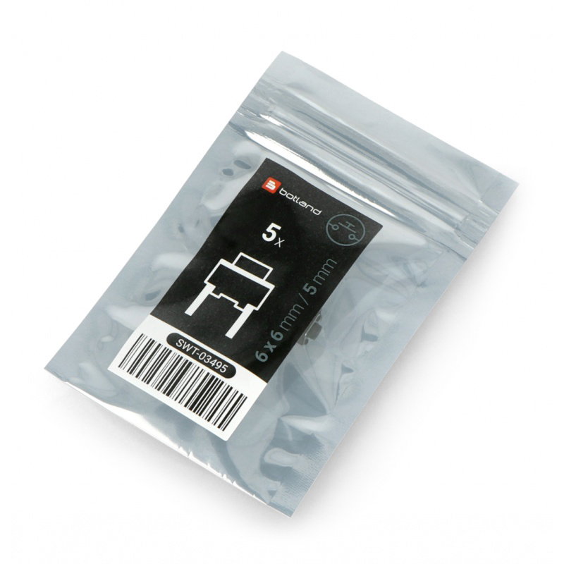 Taktschalter 6x6mm / 5mm THT - 2pin - 5St.