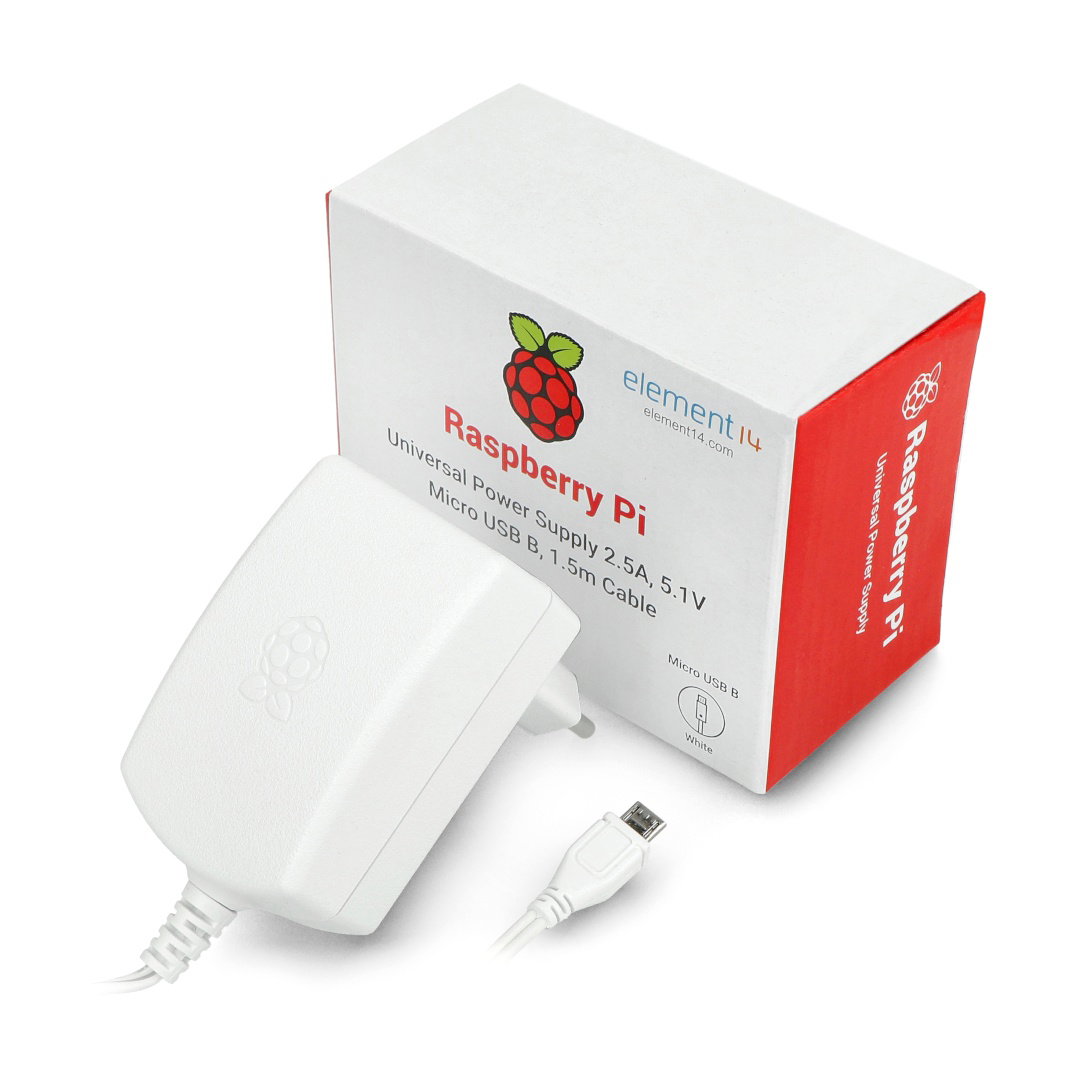 MicroUSB 5.1V / 2.5A Netzteil für Raspberry Pi 3B+ / 3B / 2B / Zero original T5875DV - weiß