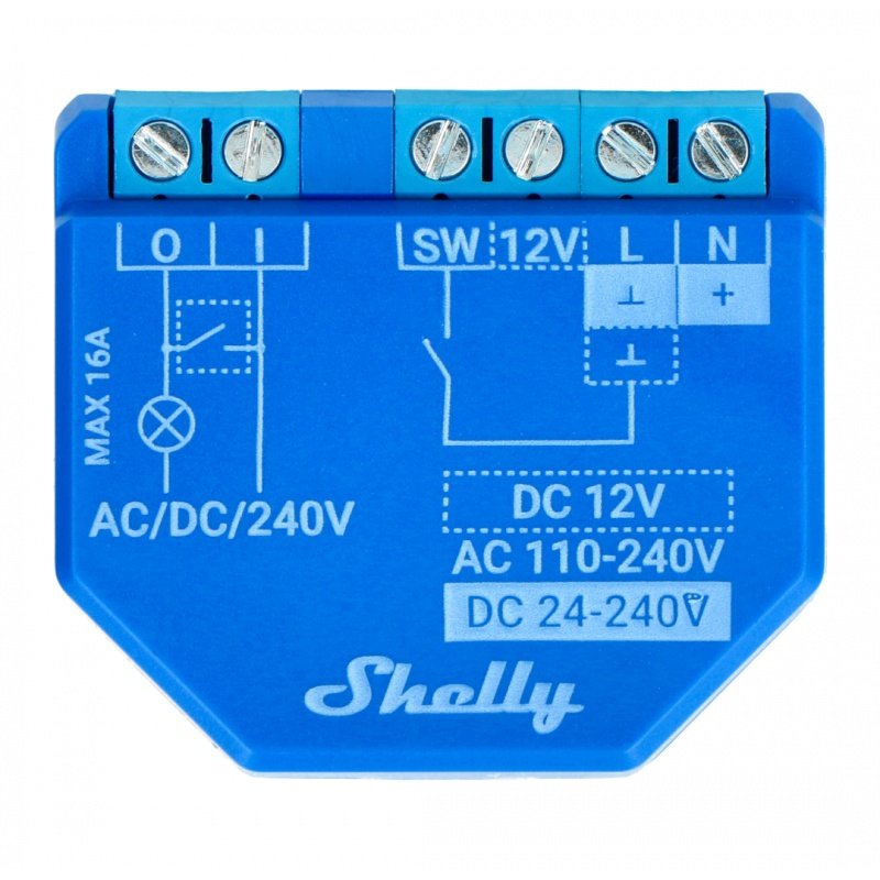 Shelly Plus 1 - Relais 12V / 24V-60V DC / 240VAC WiFi 16A -