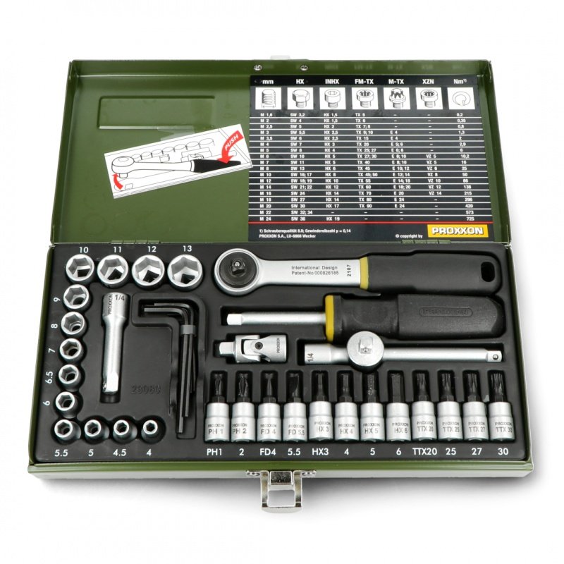 Werkzeugsatz Proxxon PR23080 - 1/4 '' - 36 Elemente