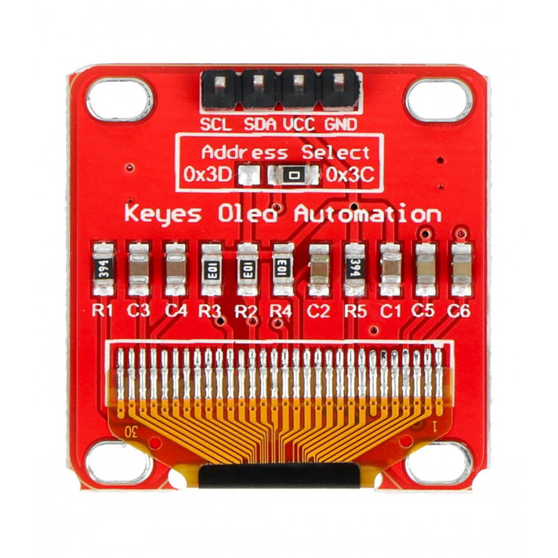 OLED-Display, blaue Grafik, 0,96 '' 128x64px I2C - rot