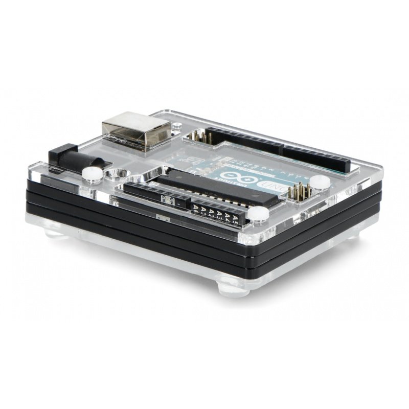Gehäuse für Arduino Uno - schwarz und transparent schlank