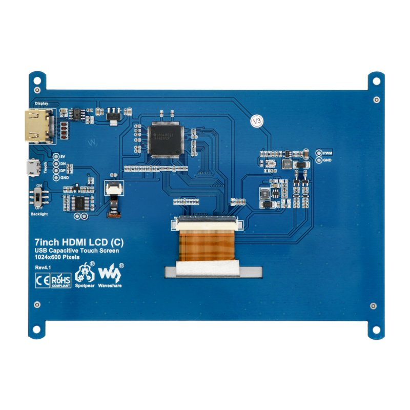 Kapazitiver IPS-LCD-Touchscreen 7 '' C 1024x600px HDMI + USB