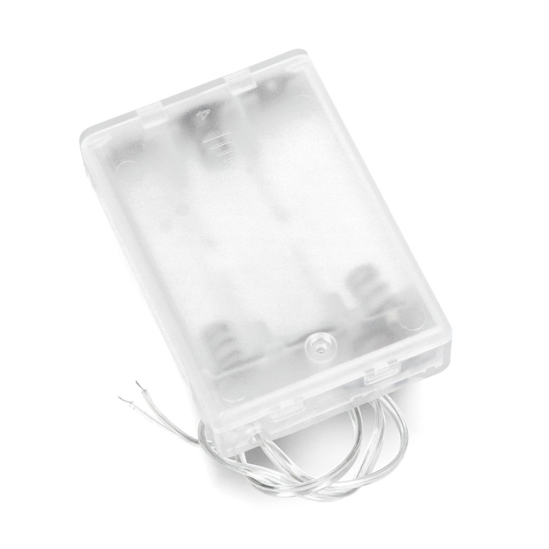 Korb für 3 AA-Batterien mit Deckel und Schalter - transparent
