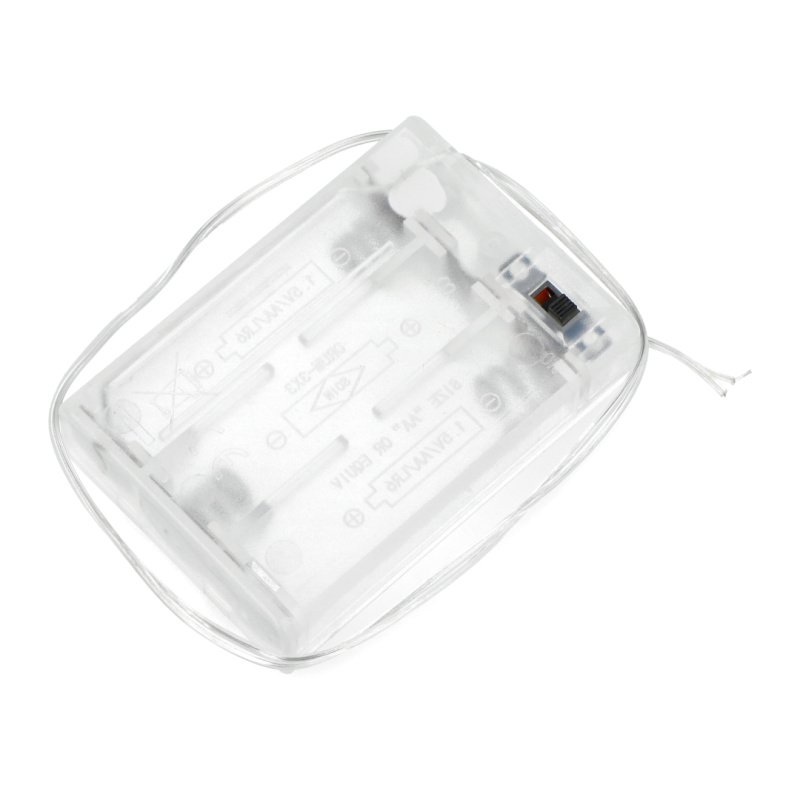Korb für 3 AA-Batterien mit Deckel und Schalter - transparent