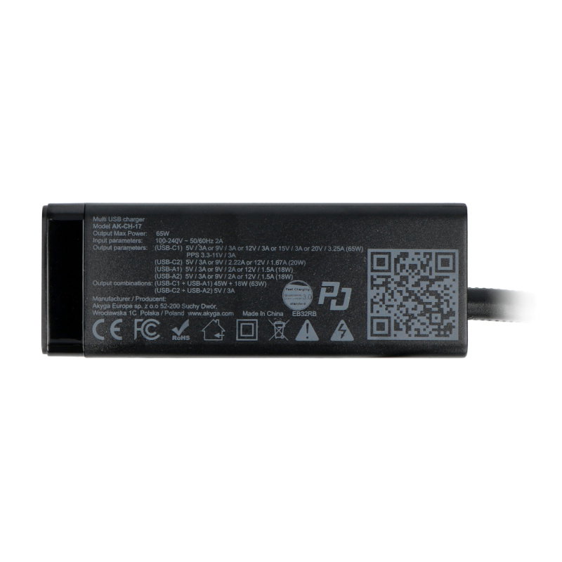 Ładowarka sieciowa Akyga Charge Brick x USB-A + 2x USB-C QC4+