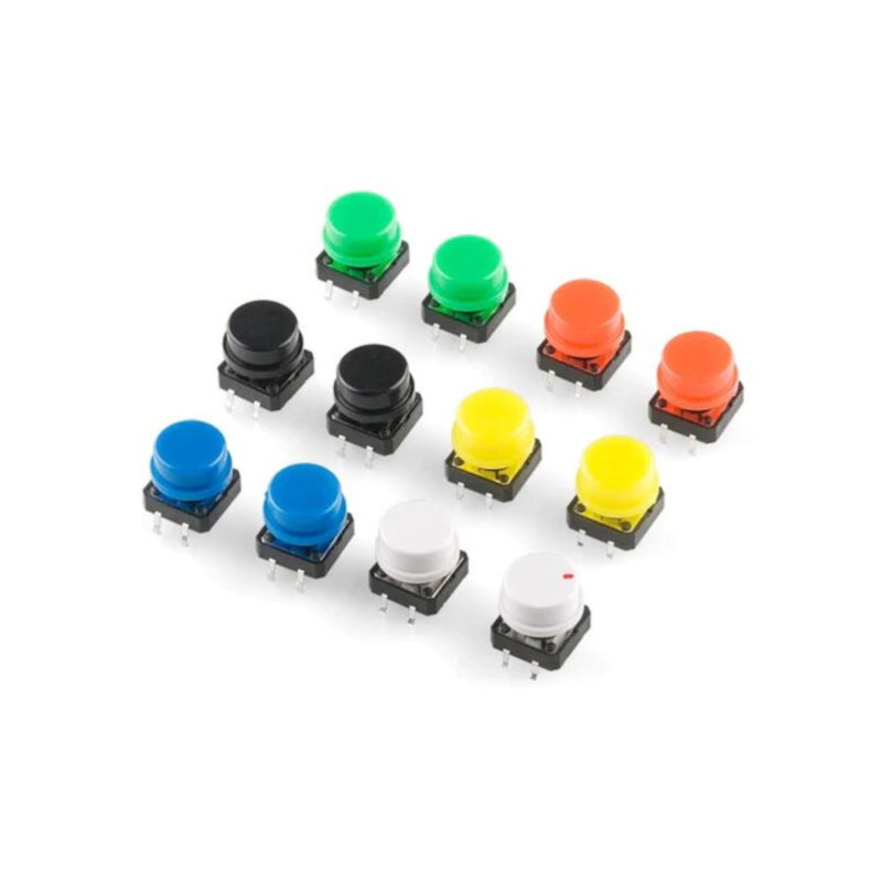 Tact Switch 12x12mm - okrągłe - kolorowe nasadki - 15szt.