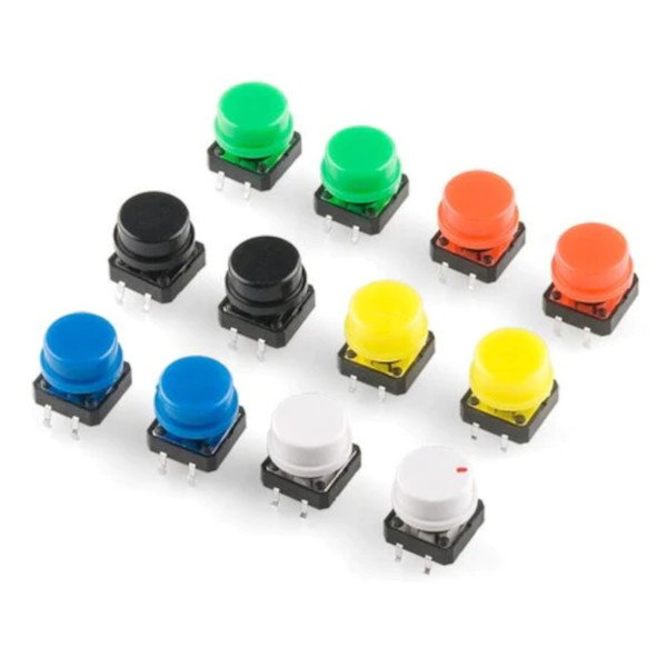 Tact Switch 12x12mm - okrągłe - kolorowe nasadki - 15szt.
