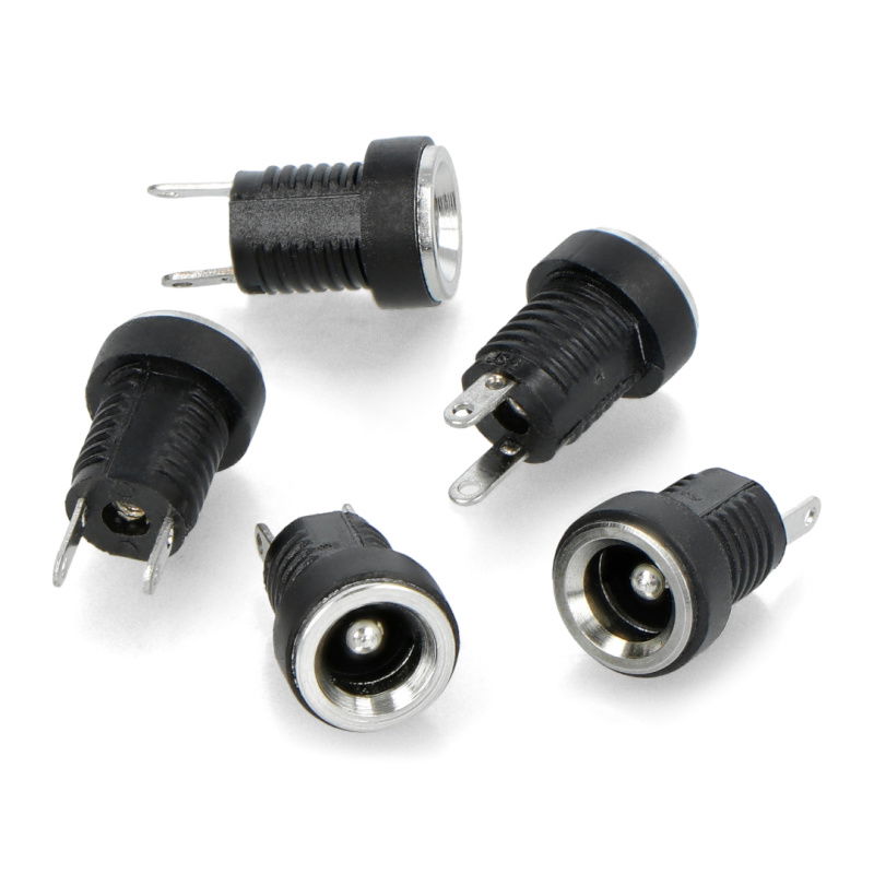 DC 5,5x2,5mm Buchse für das Gehäuse - Kunststoff - 5St