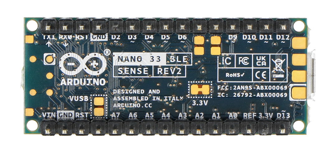 Arduino Nano 33 Ble Sense Rev2 Mit Anschlüssen Abx00070 Botland Robotikgeschäft 8626