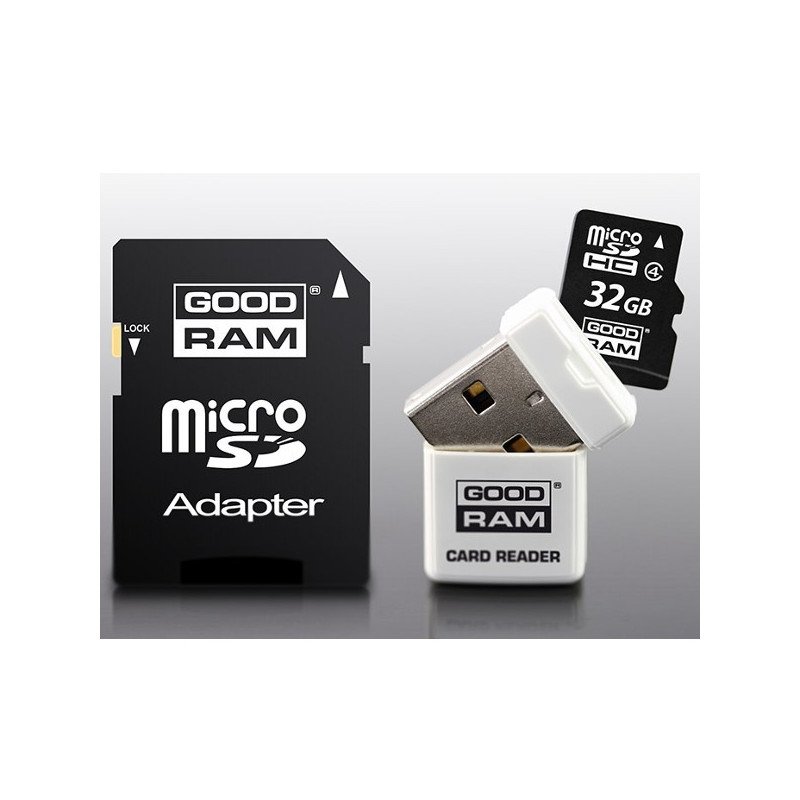 Goodram 3 in 1 - Micro SD / SDHC 32 GB Speicherkarte der Klasse 4 + Adapter + Lesegerät