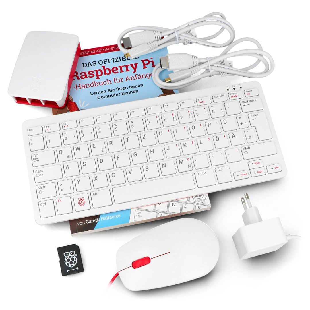 Raspberry Pi4 Desktop Kit components & packaging, DE