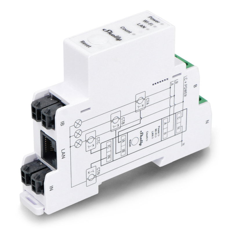 SHELLY PRO 3EM 2-KIERUNKOWY TRÓJFAZOWY LICZNIK ENERGII
