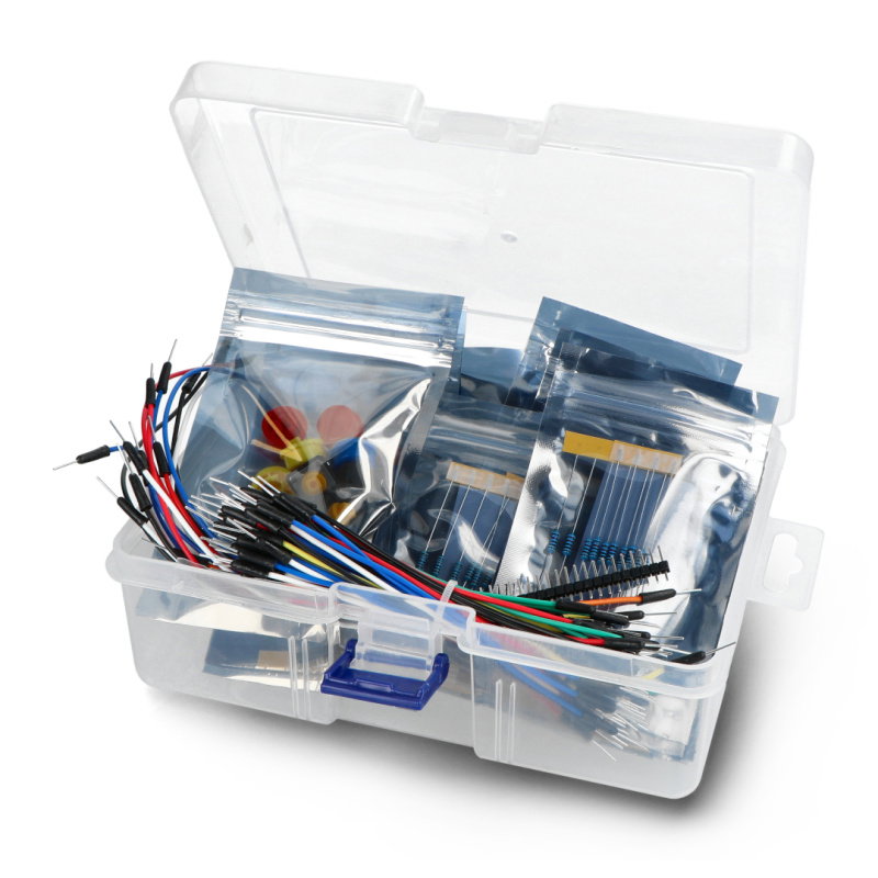 Satz elektronische Bauteile + Steckbrett - AM402 - 31 Elemente