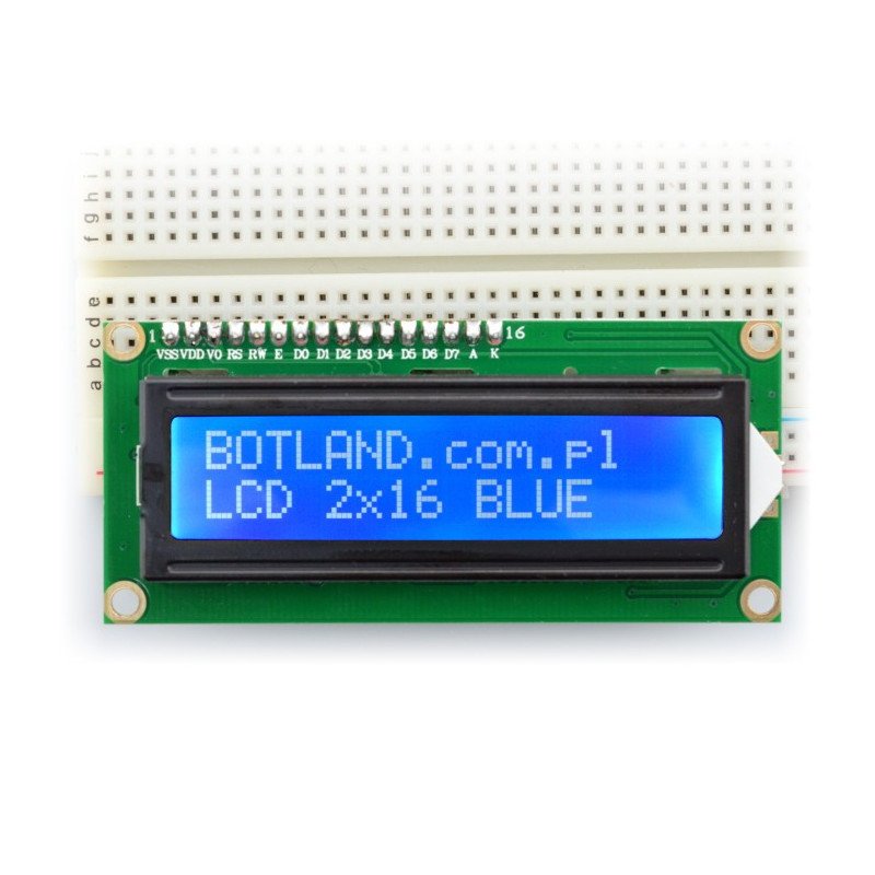 LCD-Display 2x16 Zeichen blau mit Anschlüssen