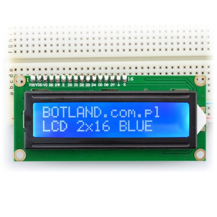 LCD-Display 2x16 Zeichen blau mit Anschlüssen