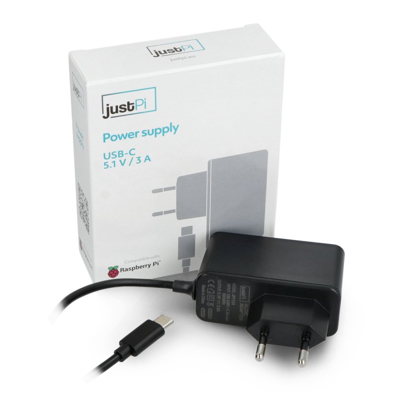 JustPi USB C 5.1V / 3A Netzteil für Raspberry Pi 4B