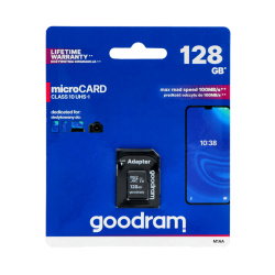 MicroSD Speicherkarte Goodram M1AA 128GB 100MB/s UHS-I Class 10 mit Adapter