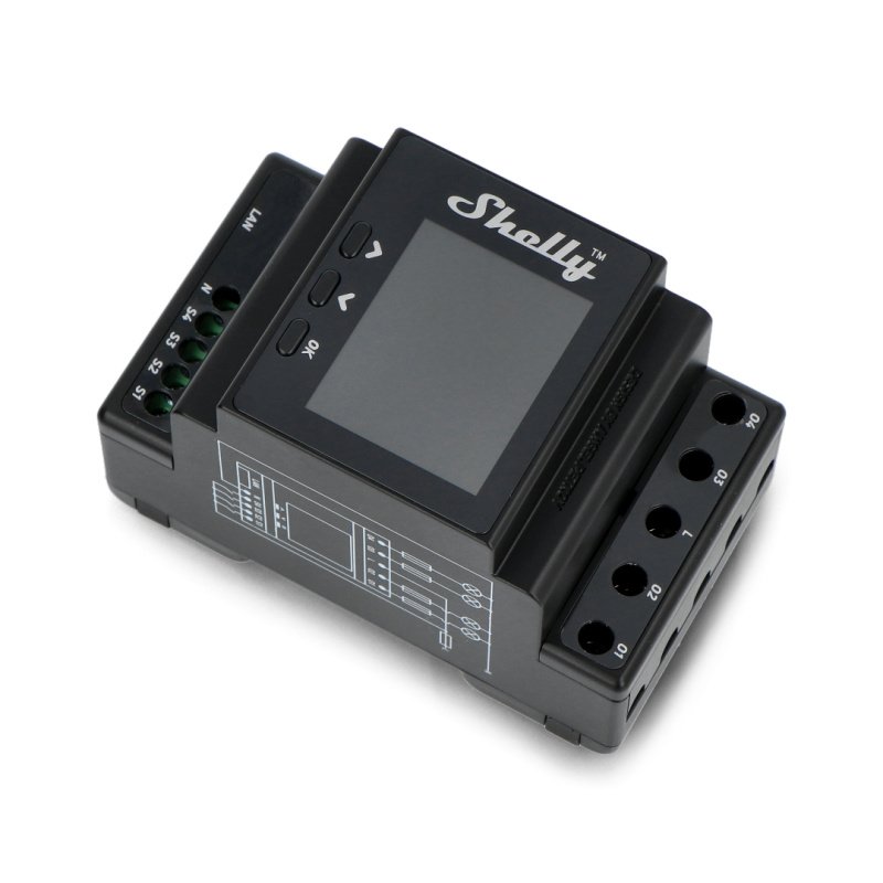 Shelly Pro 4PM - 4-Kanal-WiFi-230-V-Controller mit Display -