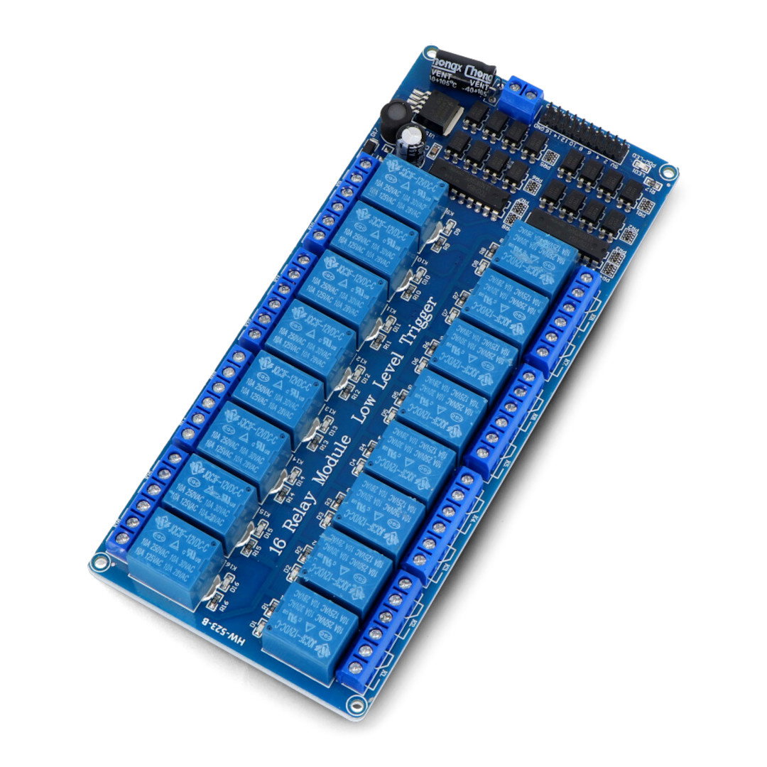 16-Kanal Relaismodul mit Optoisolation - 10A / 250VAC Kontakte