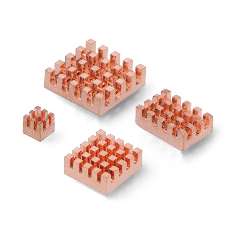 Set of heat sinks for Raspberry Pi 5 - 4pcs copper - golden