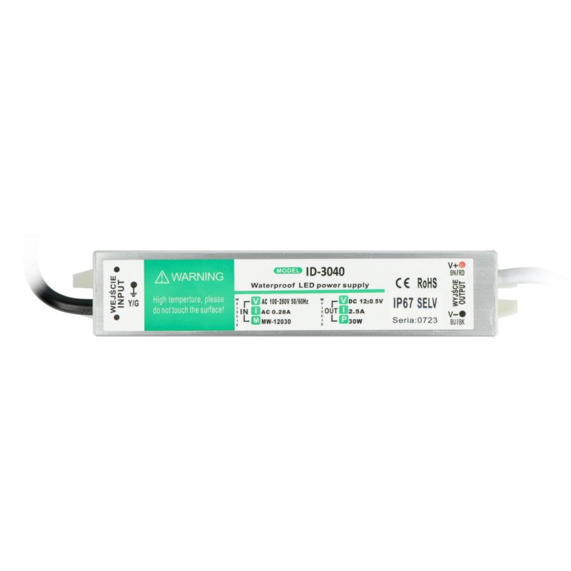Netzteil für LED-Streifen und Streifen wasserdicht - 12V / 2,5A