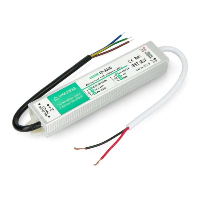 Netzteil für LED-Streifen und Streifen wasserdicht - 12V / 2,5A