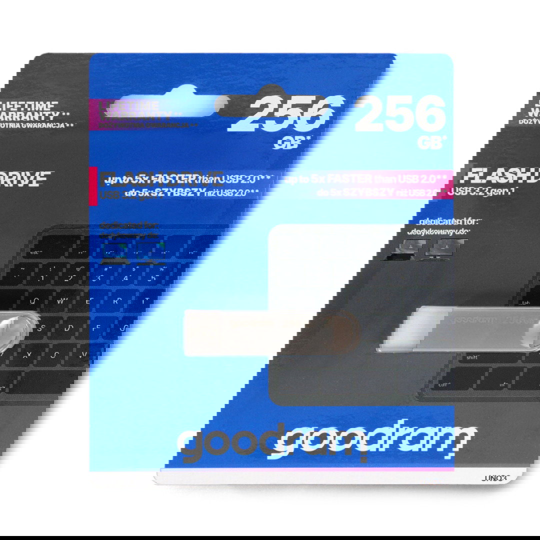 GOODRAM 256GB UNO3 SILVER USB 3.2 Gen 1