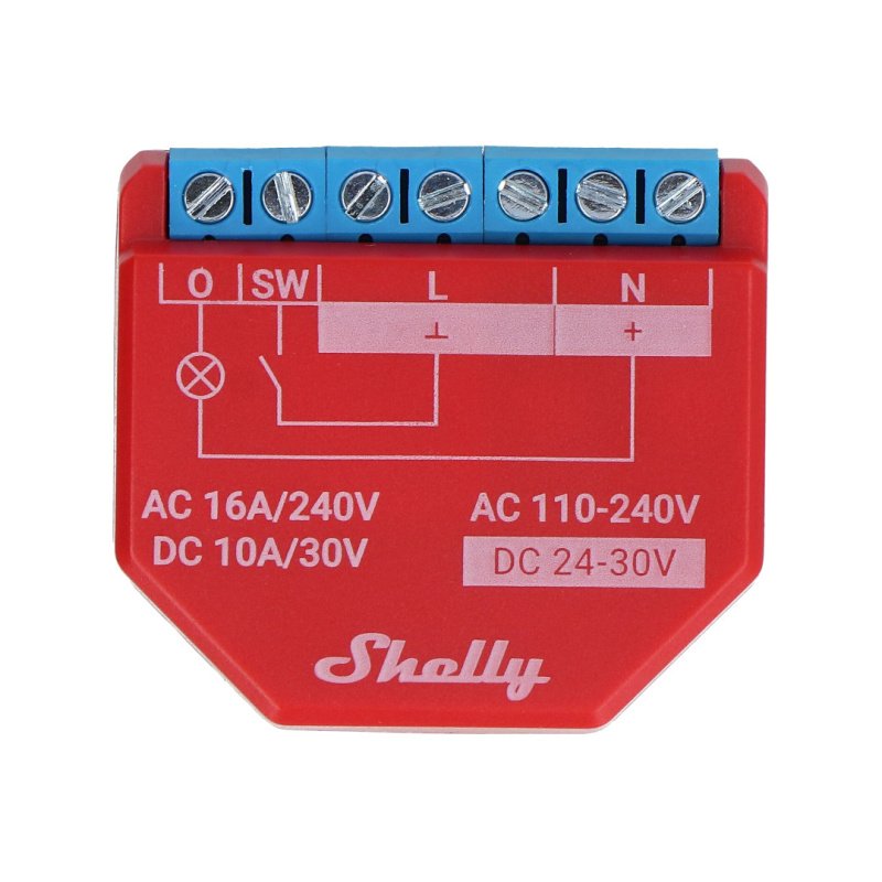 Shelly Plus 1PM - 1x Relais AC 110-240V, DC 24-30V, WiFi 16A -