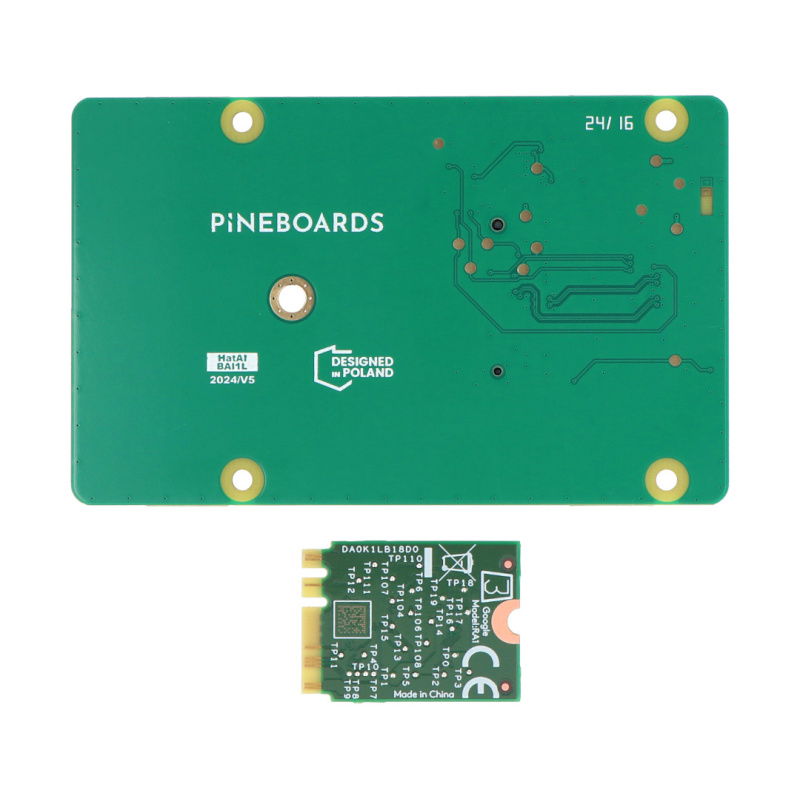 Pineboards Hut AI! - Coral TPU PCIe M.2 E-Key Adapter für