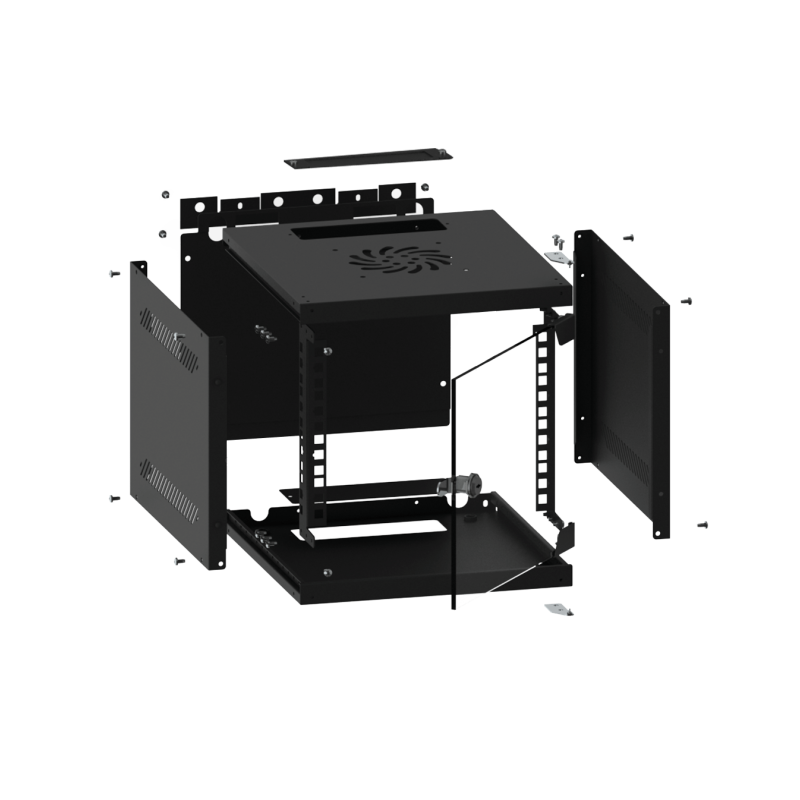 SZAFA INSTALACYJNA RACK WISZĄCA 10"" 6U 280X310 CZARNA DRZWI