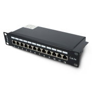 PATCH PANEL 12 PORT 1U 10" EKRANOWANY KAT.5E CZARNY LANBERG