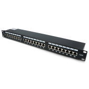 PATCH PANEL 24 PORT 1U 19" KAT.6 EKRANOWANY CZARNY LANBERG