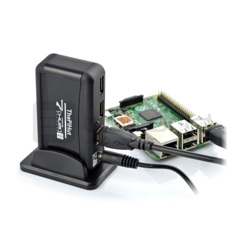 HUB USB 2.0 aktiver 7-Port Hub mit 5V2A Netzteil, kompatibel mit Raspberry Pi