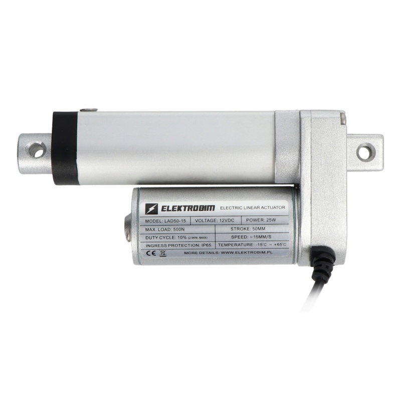 Siłownik elektryczny LAD 500N 15mm/s 12V - wysuw 5cm