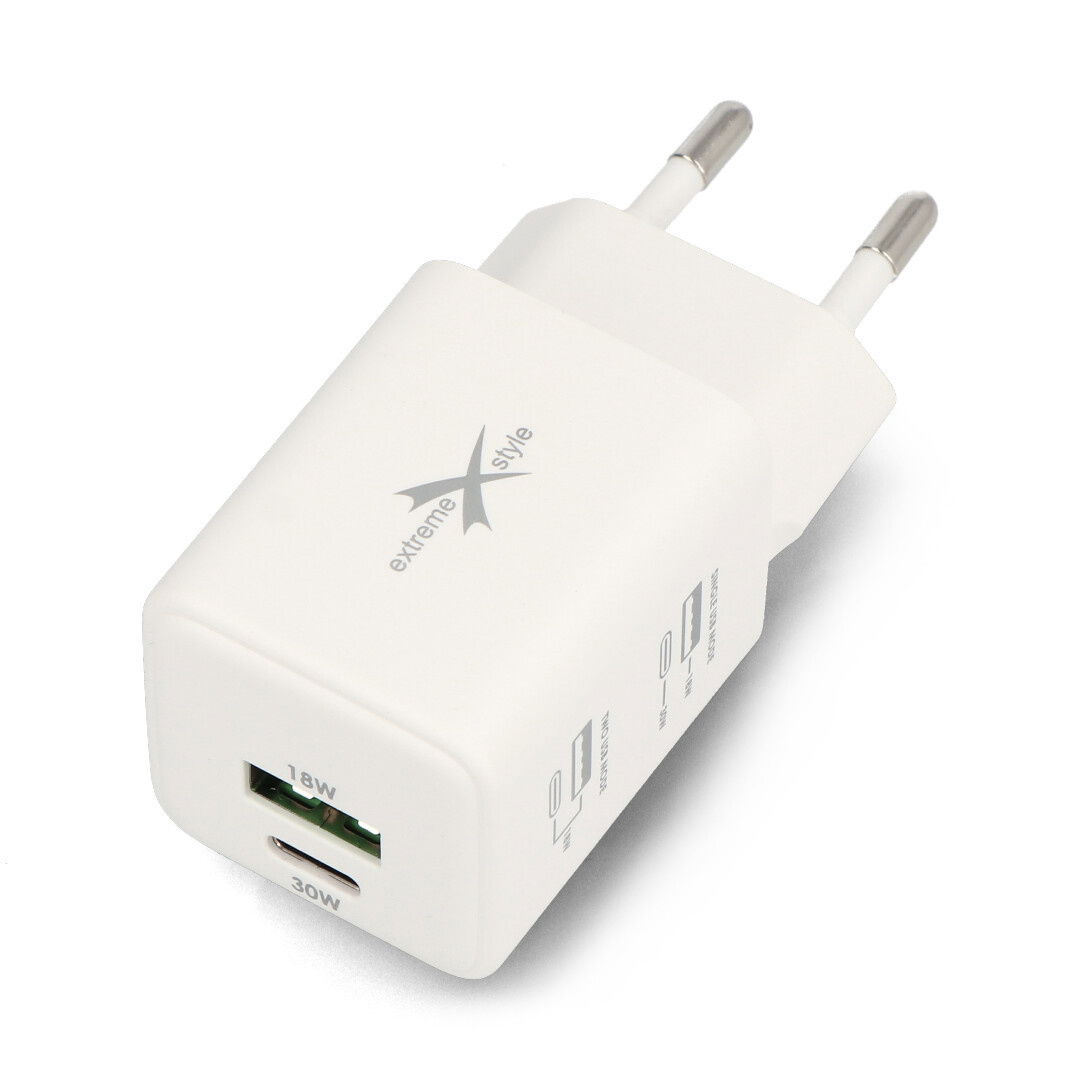 USB-A-USB-C-Netzteil - 5V-20V/1,5A-3A - weiß - eXtreme TC30CUGAN