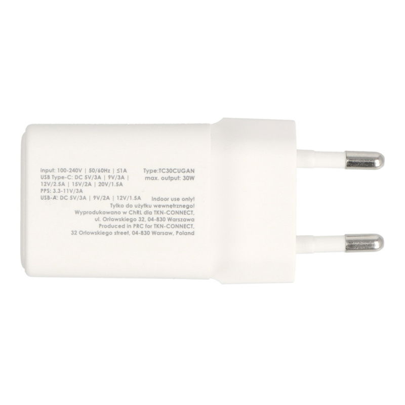 USB-A-USB-C-Netzteil - 5V-20V/1,5A-3A - weiß - eXtreme TC30CUGAN