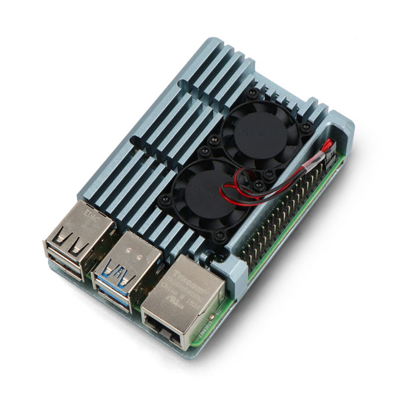 JustPi-Gehäuse für Raspberry Pi 4B - Aluminium mit zwei Lüftern